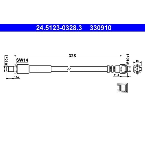 Bremsschlauch ATE 24.5123-0328.3 für MERCEDES-BENZ, Hinterachse