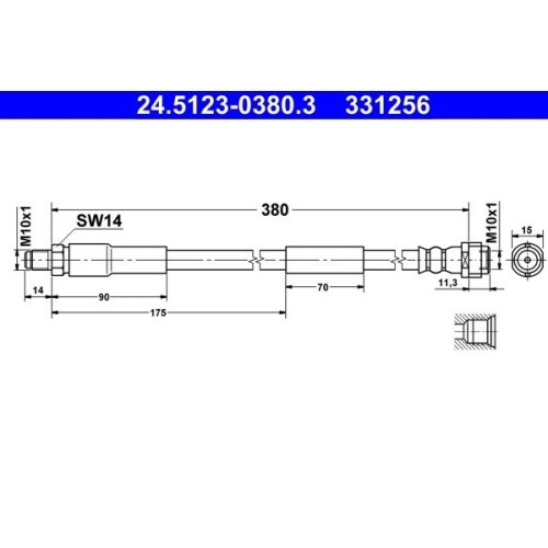 Bremsschlauch ATE 24.5123-0380.3 für MERCEDES-BENZ, Vorderachse