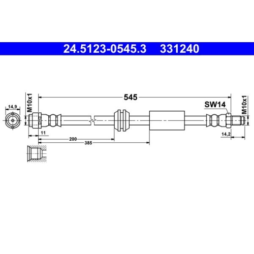 Bremsschlauch ATE 24.5123-0545.3 für MERCEDES-BENZ, Vorderachse