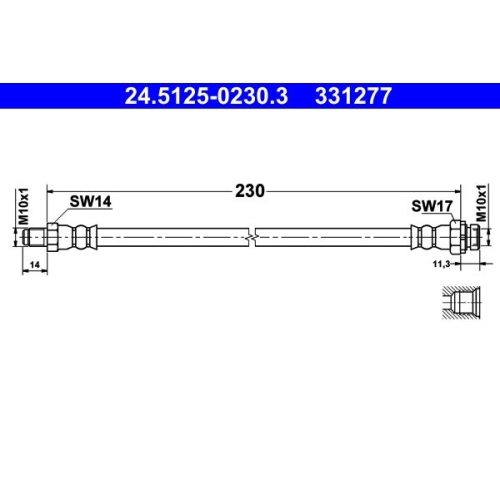 Bremsschlauch ATE 24.5125-0230.3 für BMW, Hinterachse, am Bremssattel