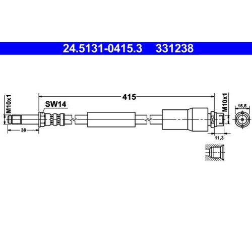 Bremsschlauch ATE 24.5131-0415.3 für MERCEDES-BENZ VAG, Hinterachse