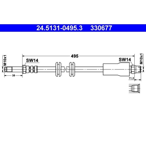 Bremsschlauch ATE 24.5131-0495.3 für MERCEDES-BENZ, Vorderachse