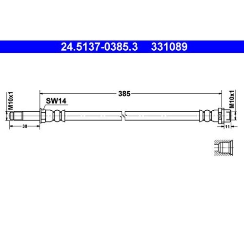 Bremsschlauch ATE 24.5137-0385.3 für MERCEDES-BENZ VAG, Hinterachse, Vorderachse