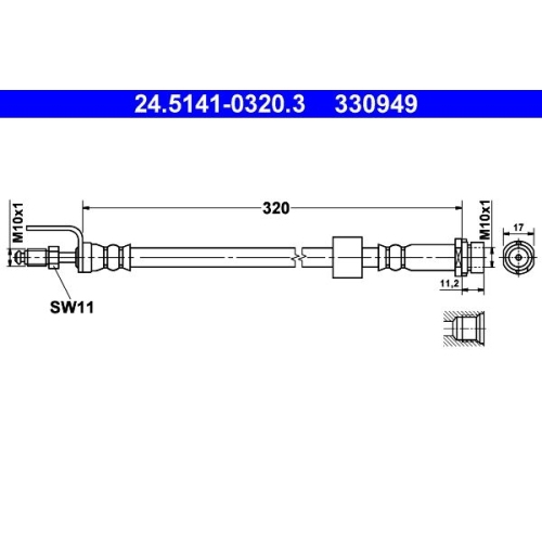 Bremsschlauch ATE 24.5141-0320.3 für FORD, Vorderachse