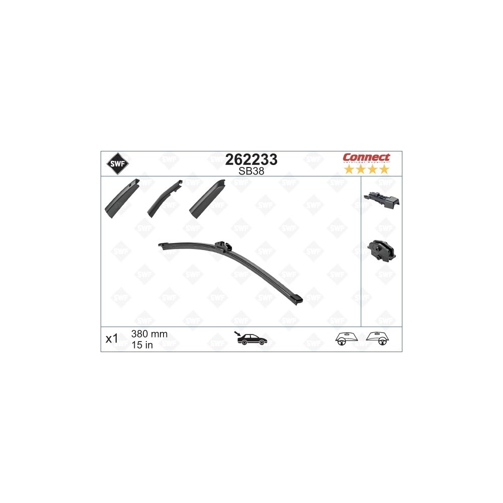 SWF Connect Heck (x1) 380mm SB38 Wischerblatt 262233