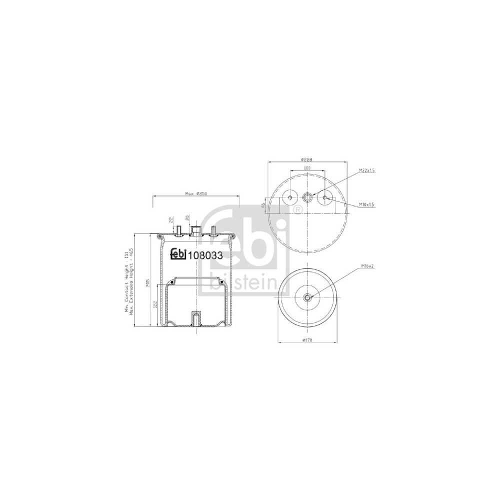 Febi Bilstein 1x 108033 Luftfederbalg mit Stahlkolben