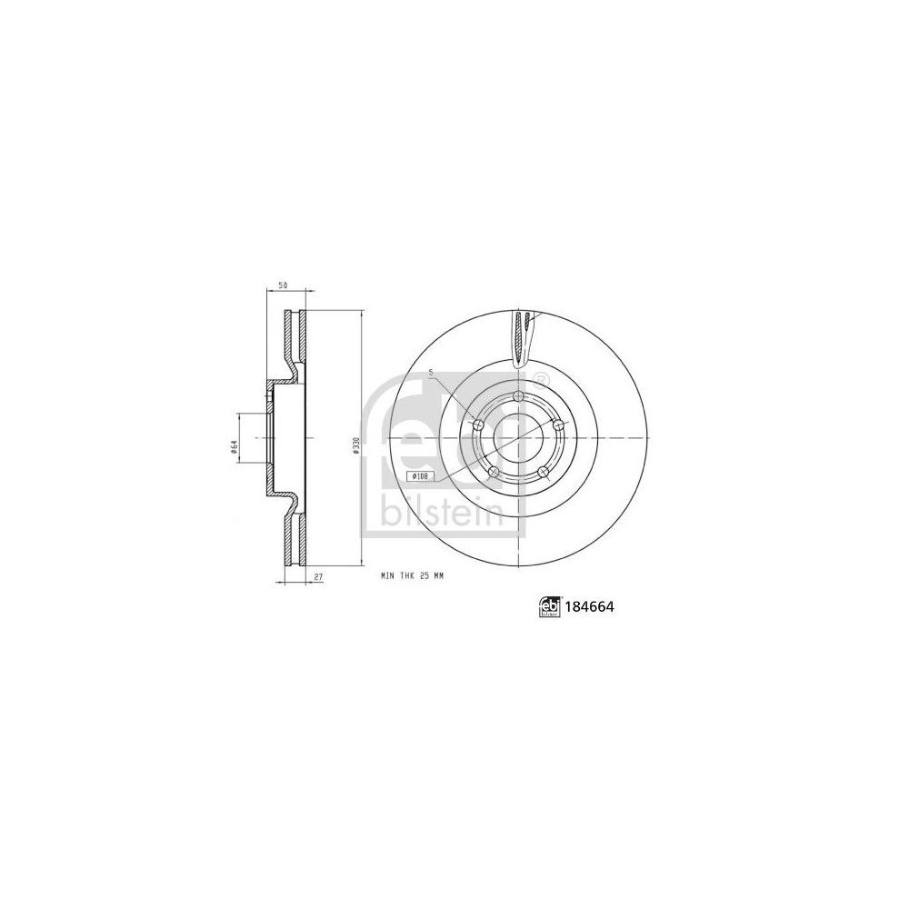 Bremsscheibe FEBI BILSTEIN 184664 für FORD FORD MOTOR COMPANY, Vorderachse