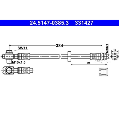 Bremsschlauch ATE 24.5147-0385.3 für SEAT VAG, Vorderachse