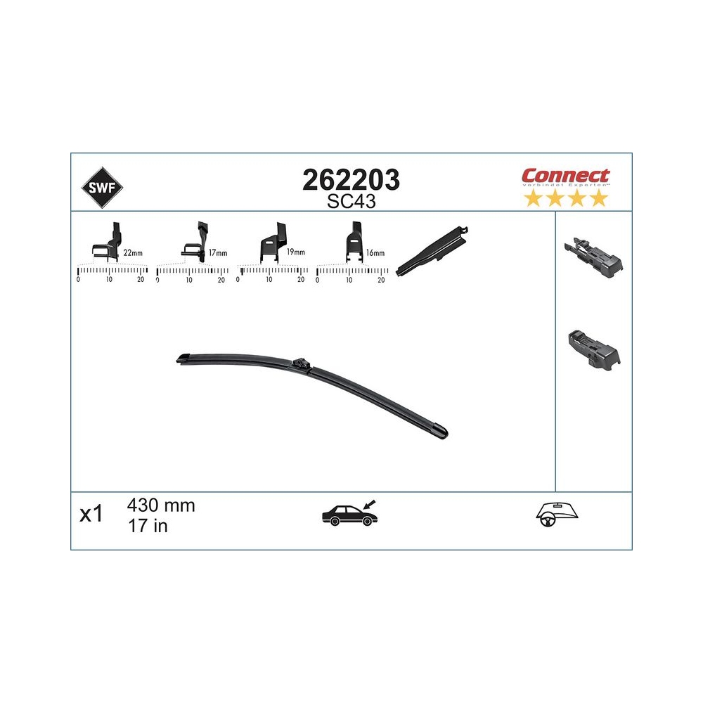 SWF Connect Front (x1) 430mm SC43 Wischerblatt 262203