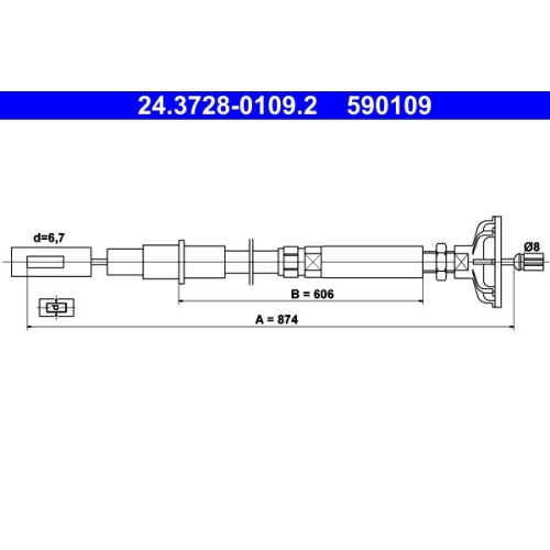 Seilzug, Kupplungsbetätigung ATE 24.3728-0109.2 für VAG