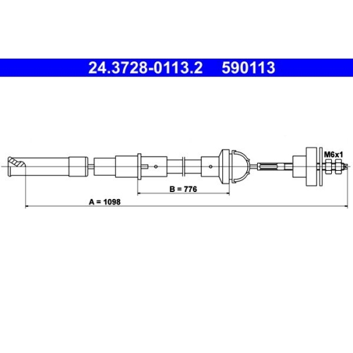 Seilzug, Kupplungsbetätigung ATE 24.3728-0113.2 für VAG