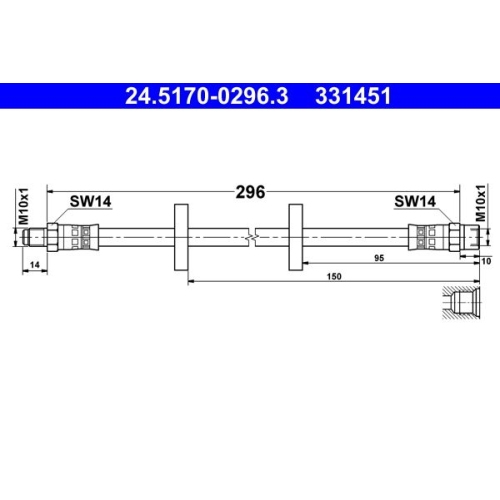 Bremsschlauch ATE 24.5170-0296.3 für VAG, Vorderachse