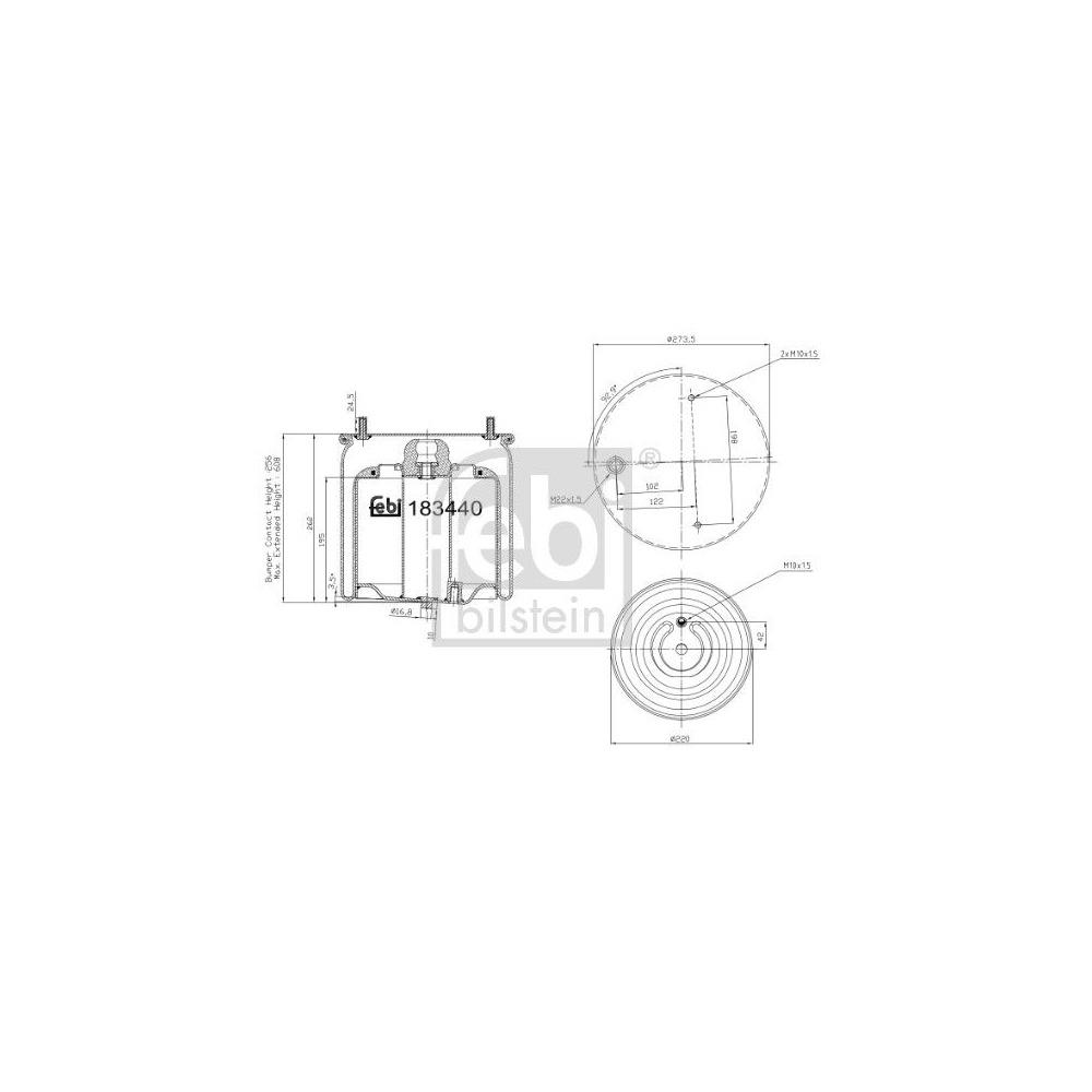 Federbalg, Luftfederung FEBI BILSTEIN 183440 für DAF, Vorderachse links