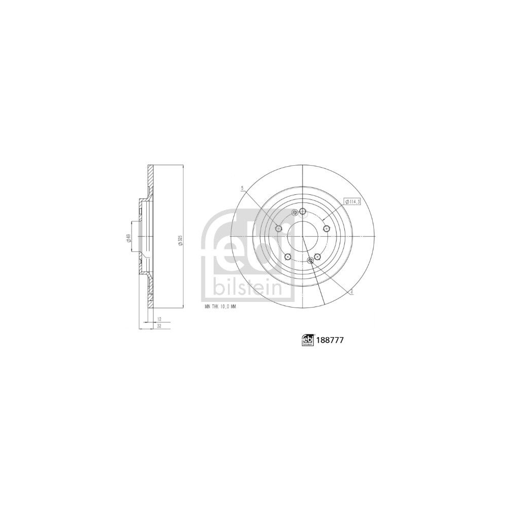 Bremsscheibe FEBI BILSTEIN 188777 für HYUNDAI KIA, Hinterachse