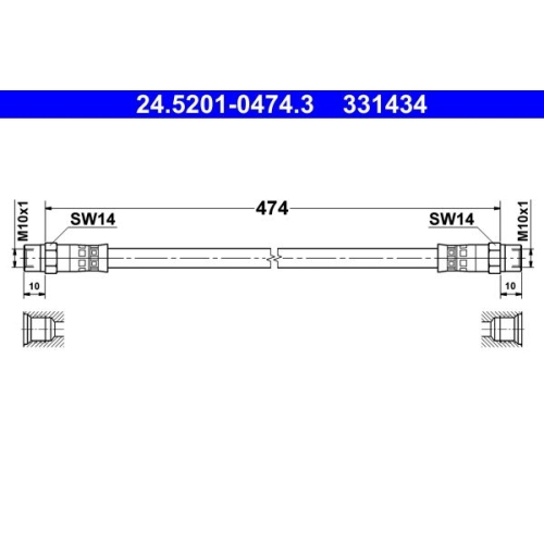 Bremsschlauch ATE 24.5201-0474.3 für MERCEDES-BENZ, Vorderachse