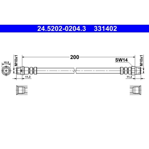 Bremsschlauch ATE 24.5202-0204.3 für BMW, Hinterachse