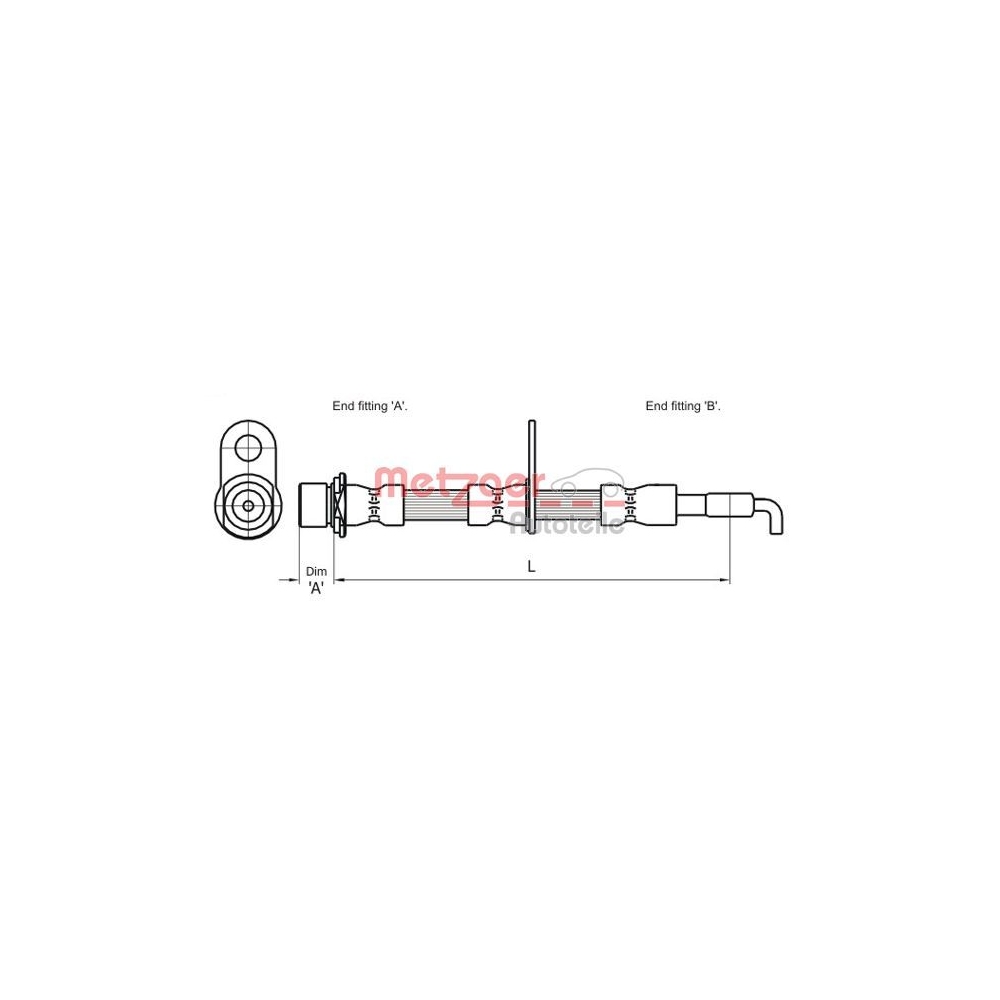 Bremsschlauch METZGER 4110001 für TOYOTA, Vorderachse rechts