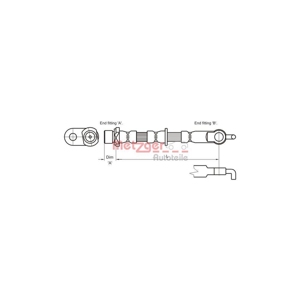 Bremsschlauch METZGER 4110002 für TOYOTA, Vorderachse links