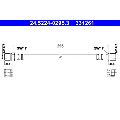 Bremsschlauch ATE 24.5224-0295.3 für VAG, Vorderachse