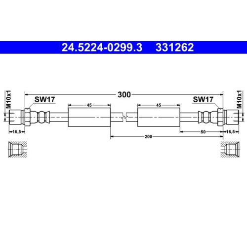 Bremsschlauch ATE 24.5224-0299.3 für VAG, Vorderachse