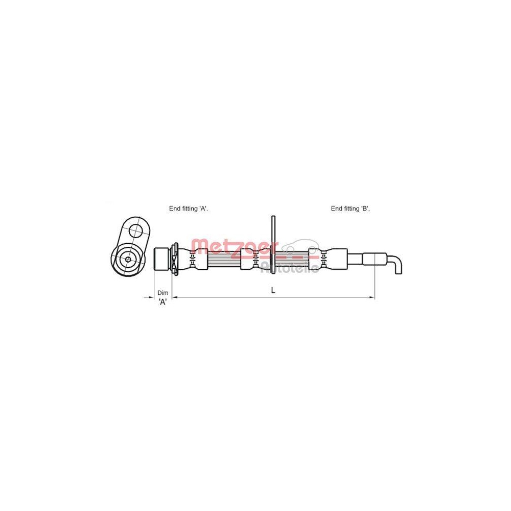 Bremsschlauch METZGER 4110009 für TOYOTA, Vorderachse links