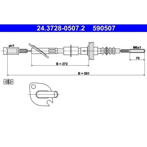 Seilzug, Kupplungsbetätigung ATE 24.3728-0507.2 für FIAT