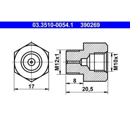 Adapter, Bremsleitung ATE 03.3510-0054.1 für MERCEDES-BENZ