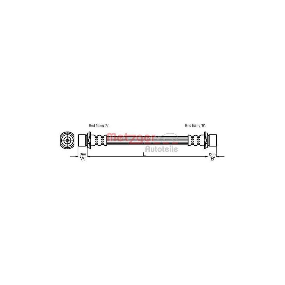 Bremsschlauch METZGER 4110023 für TOYOTA, Hinterachse links, Hinterachse rechts