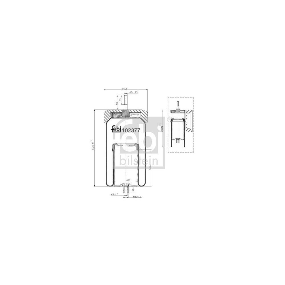 Febi Bilstein 102377 Luftfederbalg für Liftachse, mit Stahlkolben , 1 Stück