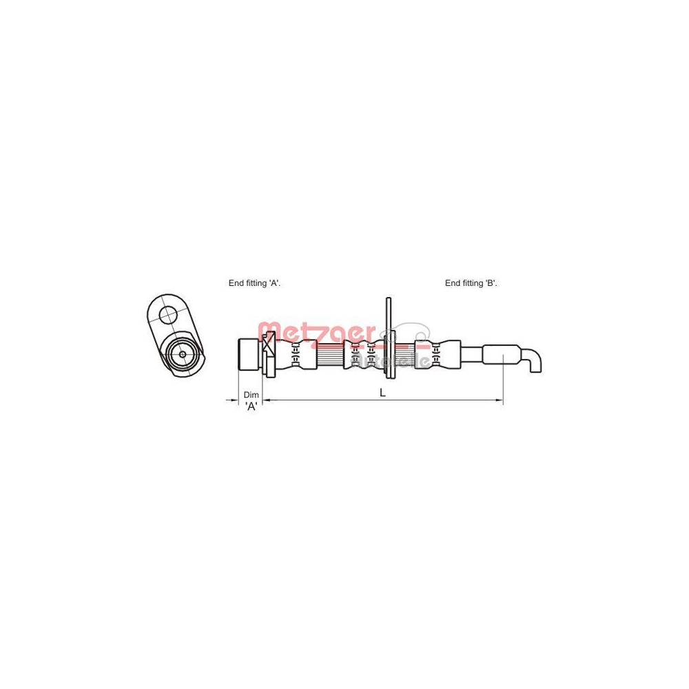 Bremsschlauch METZGER 4110029 für TOYOTA, Vorderachse rechts