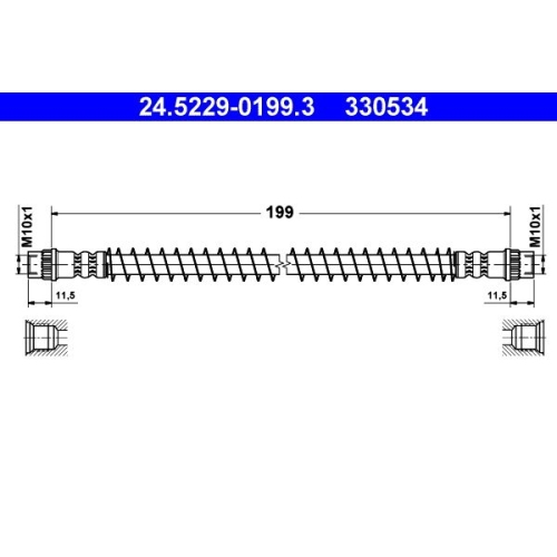 Bremsschlauch ATE 24.5229-0199.3 für CITROËN PEUGEOT, Hinterachse