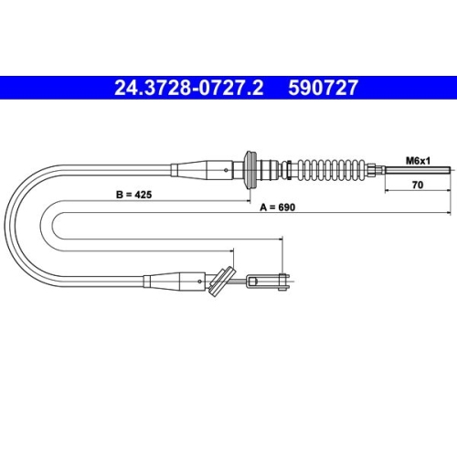 Seilzug, Kupplungsbetätigung ATE 24.3728-0727.2 für OPEL