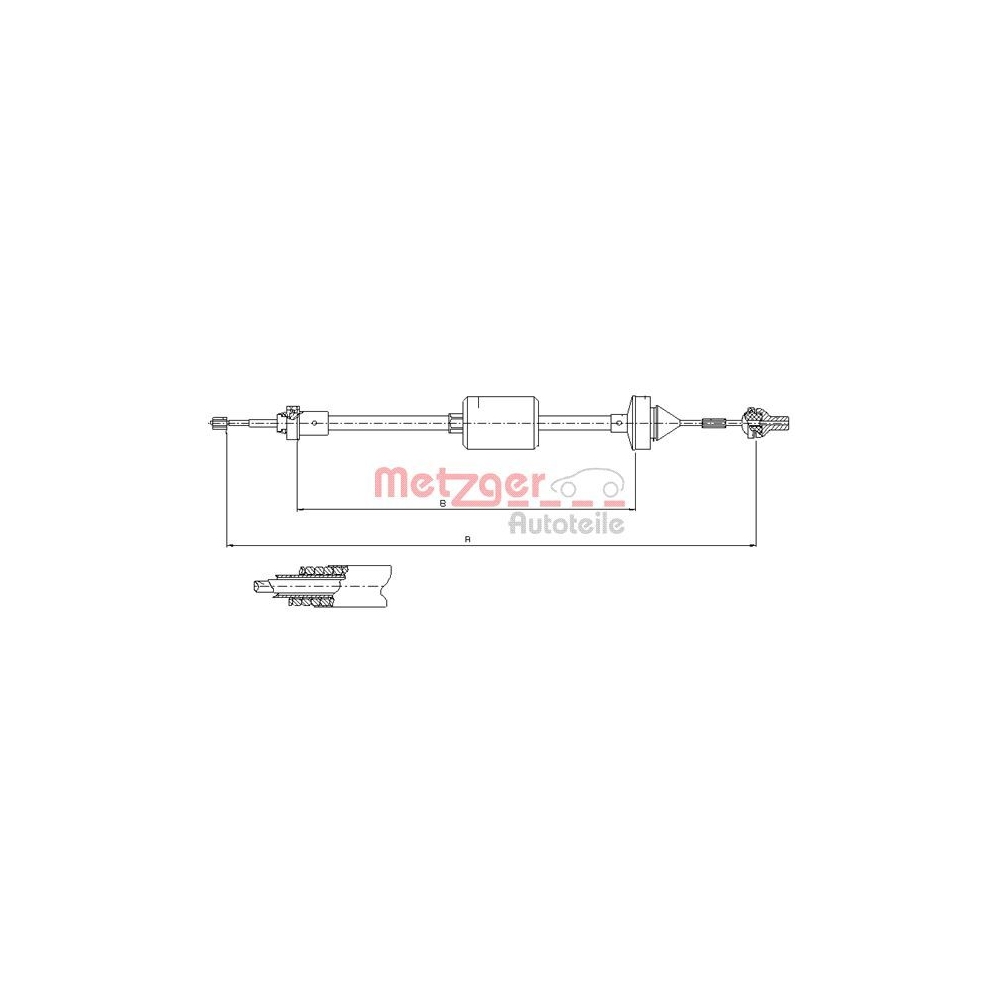 Seilzug, Kupplungsbetätigung METZGER 10.2842 für RENAULT