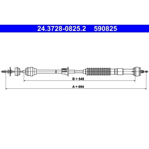 Seilzug, Kupplungsbetätigung ATE 24.3728-0825.2 für PEUGEOT