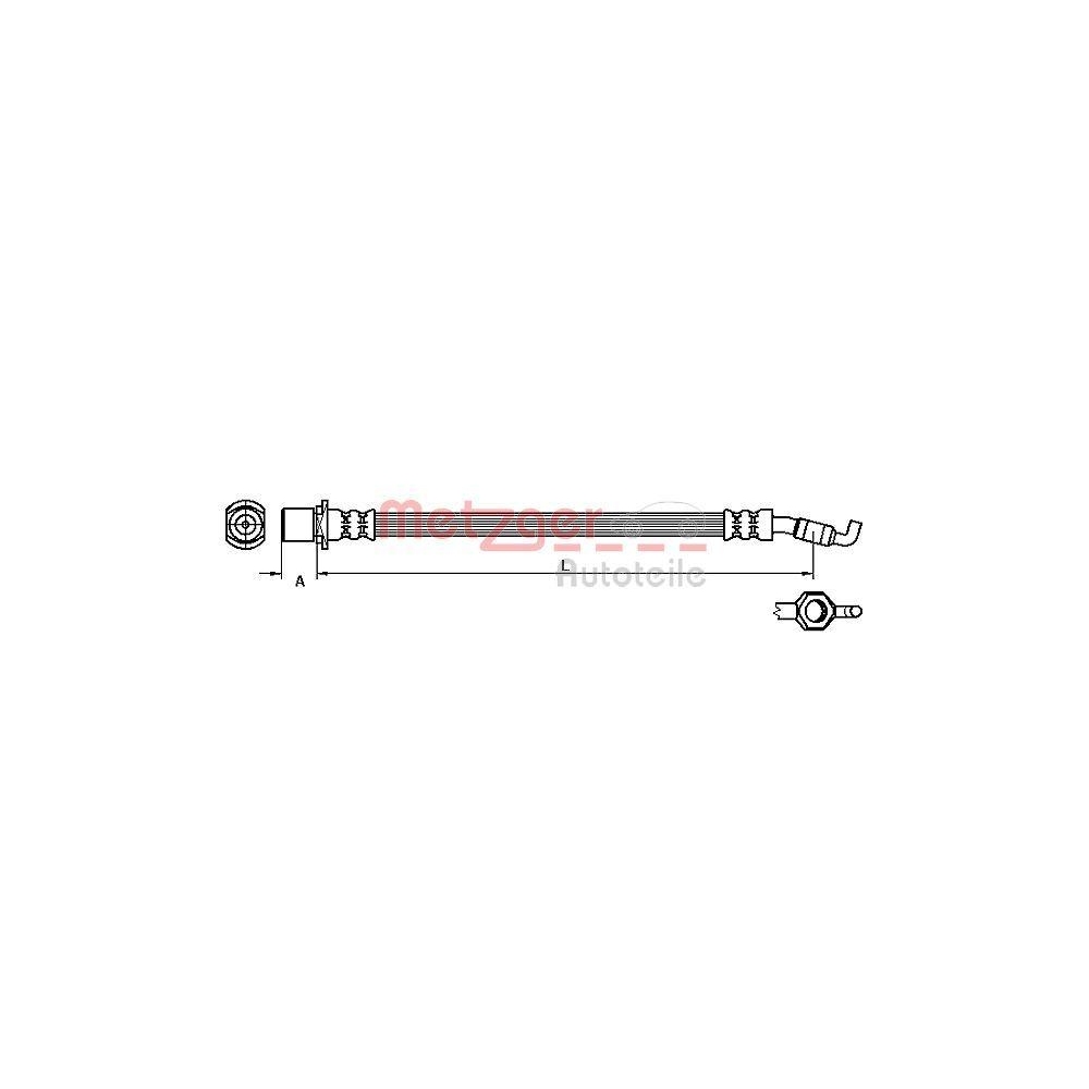 Bremsschlauch METZGER 4110057 für TOYOTA, Hinterachse links, Hinterachse rechts