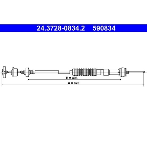 Seilzug, Kupplungsbetätigung ATE 24.3728-0834.2 für PEUGEOT