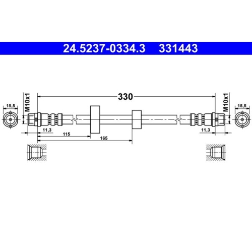 Bremsschlauch ATE 24.5237-0334.3 für VAG, Vorderachse