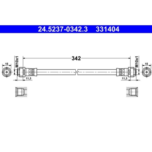 Bremsschlauch ATE 24.5237-0342.3 für MERCEDES-BENZ, Hinterachse