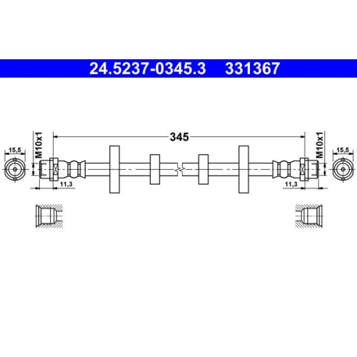 Bremsschlauch ATE 24.5237-0345.3 für VAG, Vorderachse, Vorderachse rechts