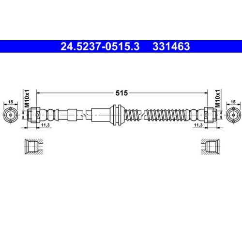 Bremsschlauch ATE 24.5237-0515.3 für PORSCHE VAG, Vorderachse