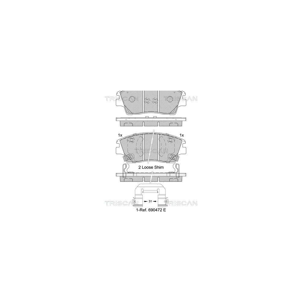 Bremsbelagsatz, Scheibenbremse TRISCAN 8110 43055 für HYUNDAI KIA, Vorderachse