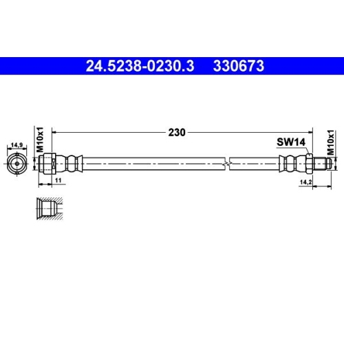 Bremsschlauch ATE 24.5238-0230.3 für MERCEDES-BENZ, Hinterachse, am Bremssattel