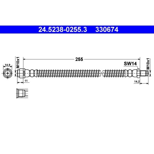 Bremsschlauch ATE 24.5238-0255.3 für MERCEDES-BENZ, Hinterachse