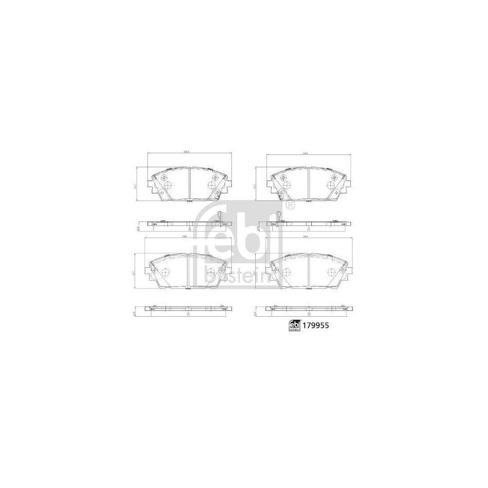 Bremsbelagsatz, Scheibenbremse FEBI BILSTEIN 179955 für MAZDA, Vorderachse