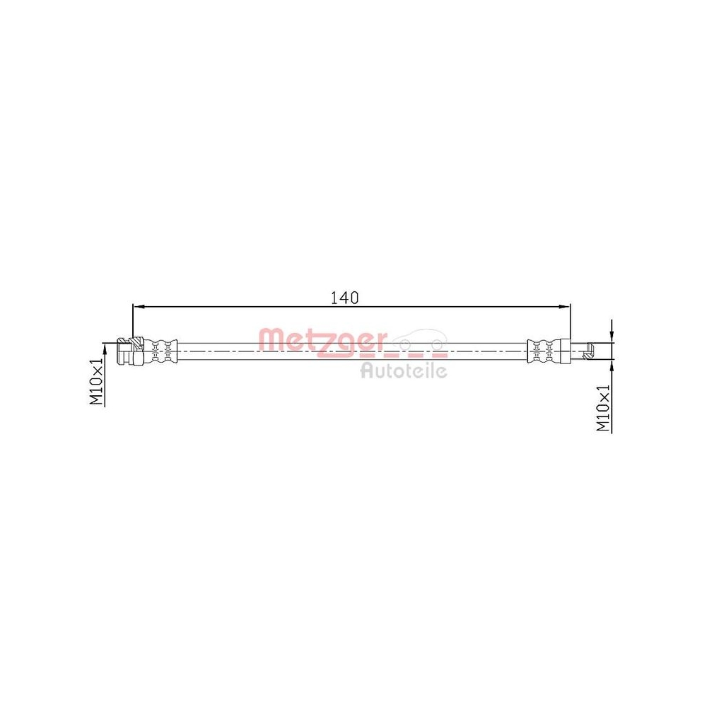 Bremsschlauch METZGER 4110106 für FIAT OPEL GENERAL MOTORS, Hinterachse links