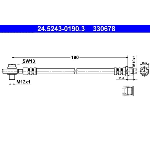 Bremsschlauch ATE 24.5243-0190.3 für VAG, Hinterachse, am Bremssattel