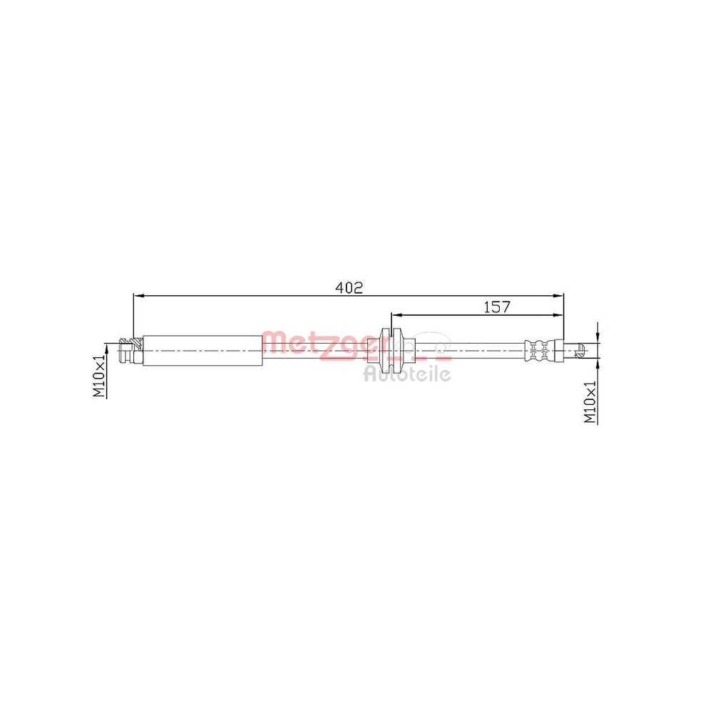 Bremsschlauch METZGER 4110108 für FIAT OPEL, Vorderachse links