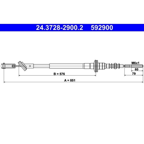 Seilzug, Kupplungsbetätigung ATE 24.3728-2900.2 für CHEVROLET DAEWOO