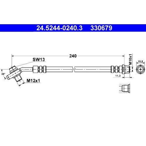 Bremsschlauch ATE 24.5244-0240.3 für VAG, Hinterachse, am Bremssattel