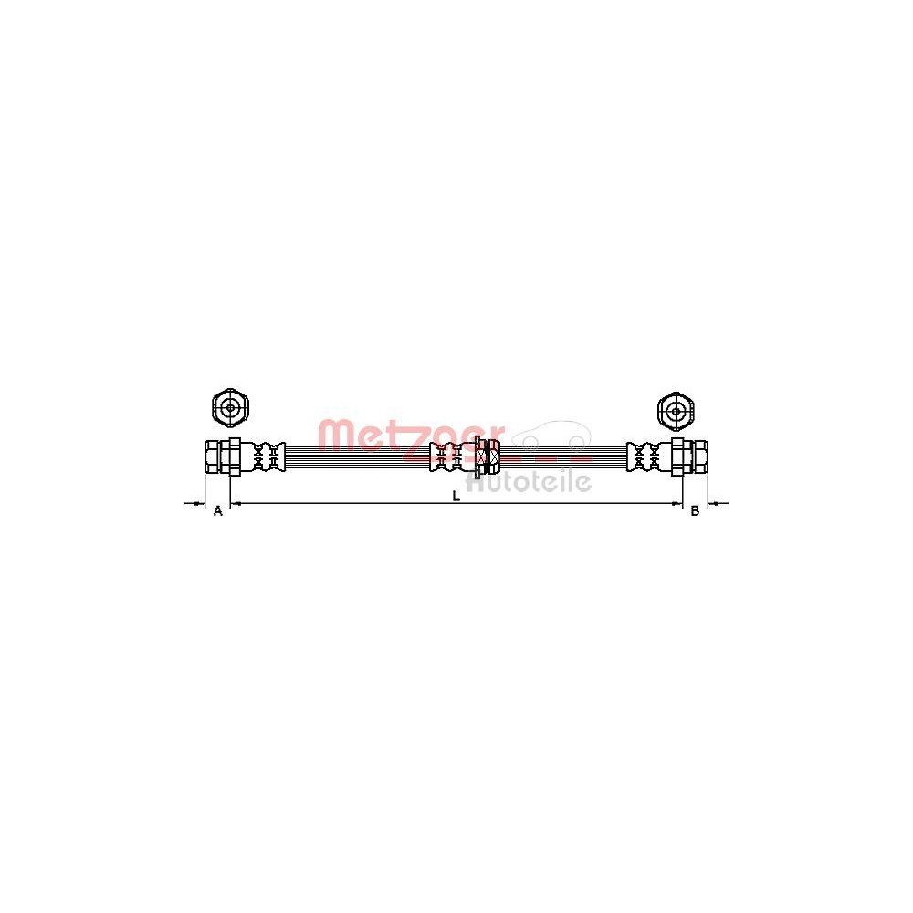 Bremsschlauch METZGER 4110119 für VW, Vorderachse links, Vorderachse rechts